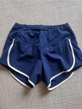 Oiselle Navy Athletic Running Shorts with White Piping - sz 2